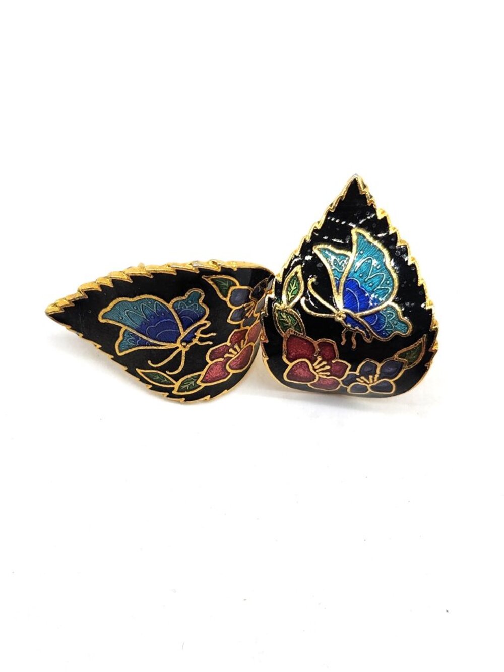 Butterfly Floral Cloisonne Enamel Earrings